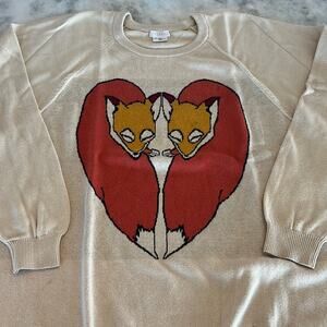 Cooperative Cream Sweater with Red Fox Design